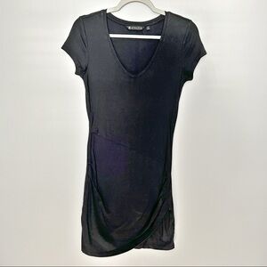 Women’s Athleta black rouched short sleeve cotton knit dress size XS